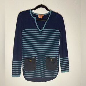 Tory Burch Wool Cashmere Blend Striped Knit Tunic Sweater Size XS